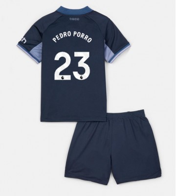 Tottenham Hotspur Pedro Porro #23 Segunda Equipación Niños 2023-24 Manga Corta (+ Pantalones cortos)